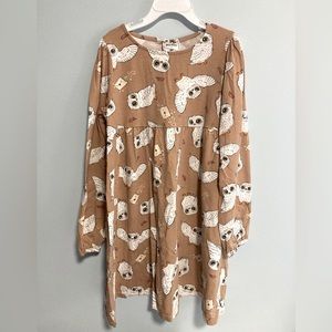 Hedwig print dress. H&M and Harry Potter collaboration.